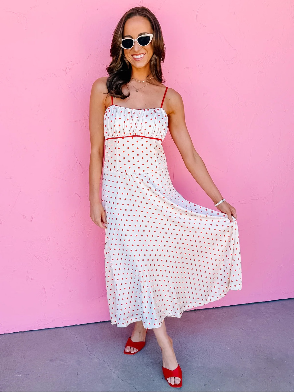 Nwt Skies Are Blue Red Polka Dot Midi Dress